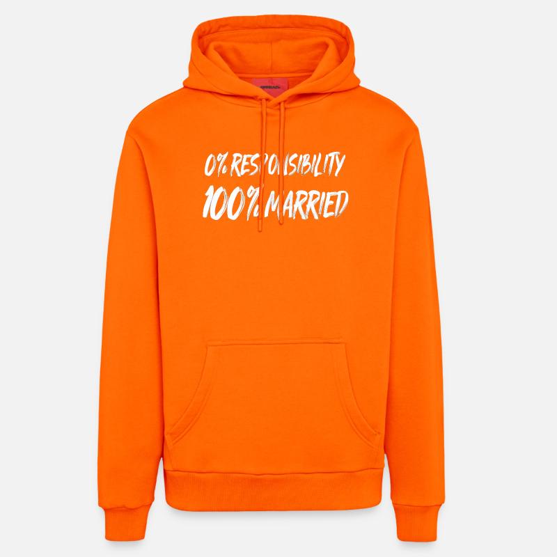 0 % de responsabilité, 100 % marié - Sweat à capuche bio décontracté fabriqué en UE - SUNSET ORANGE