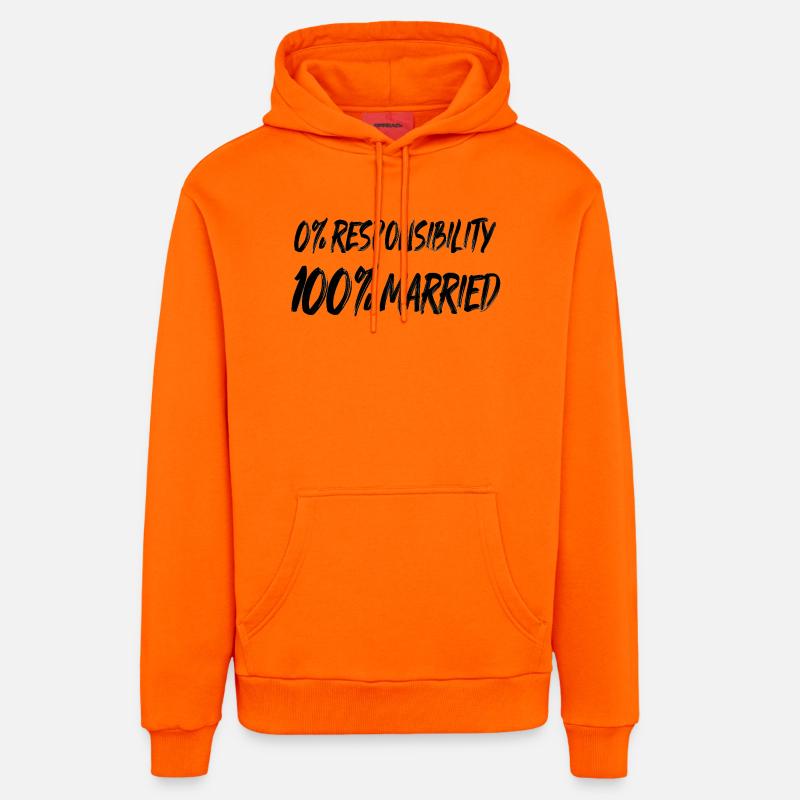 0 % de responsabilité, 100 % marié - Sweat à capuche bio décontracté fabriqué en UE - SUNSET ORANGE
