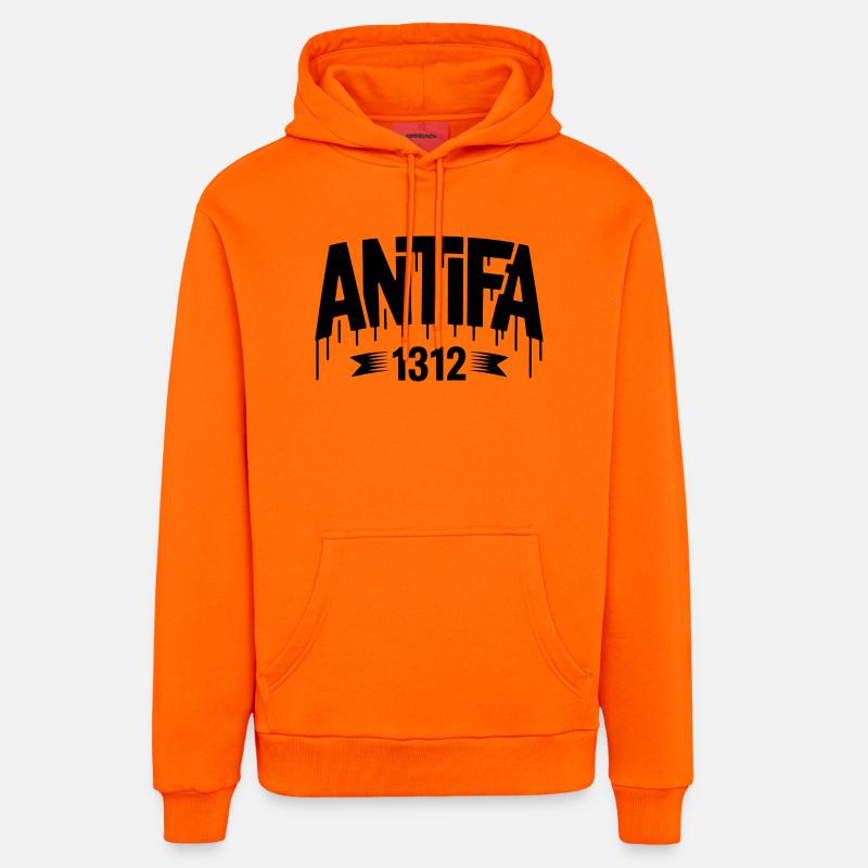 Antifa 1312 - Antifa Tee - Sweat à capuche bio décontracté fabriqué en UE - SUNSET ORANGE