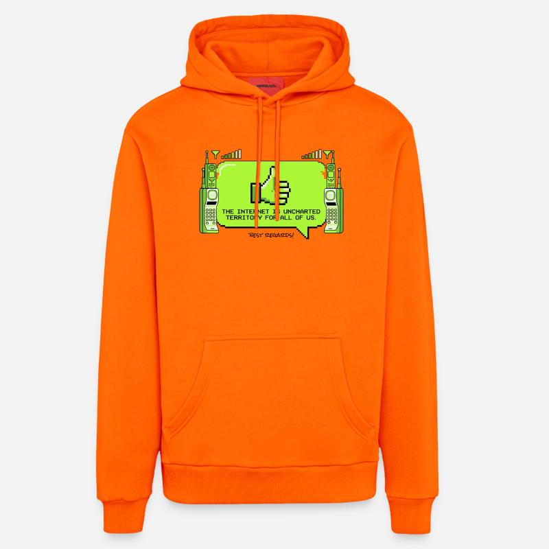 Internet est un territoire inconnu - Sweat à capuche bio décontracté fabriqué en UE - SUNSET ORANGE