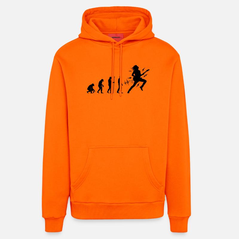 Évolution vers guitariste et musicien rock - Sweat à capuche bio décontracté fabriqué en UE - SUNSET ORANGE