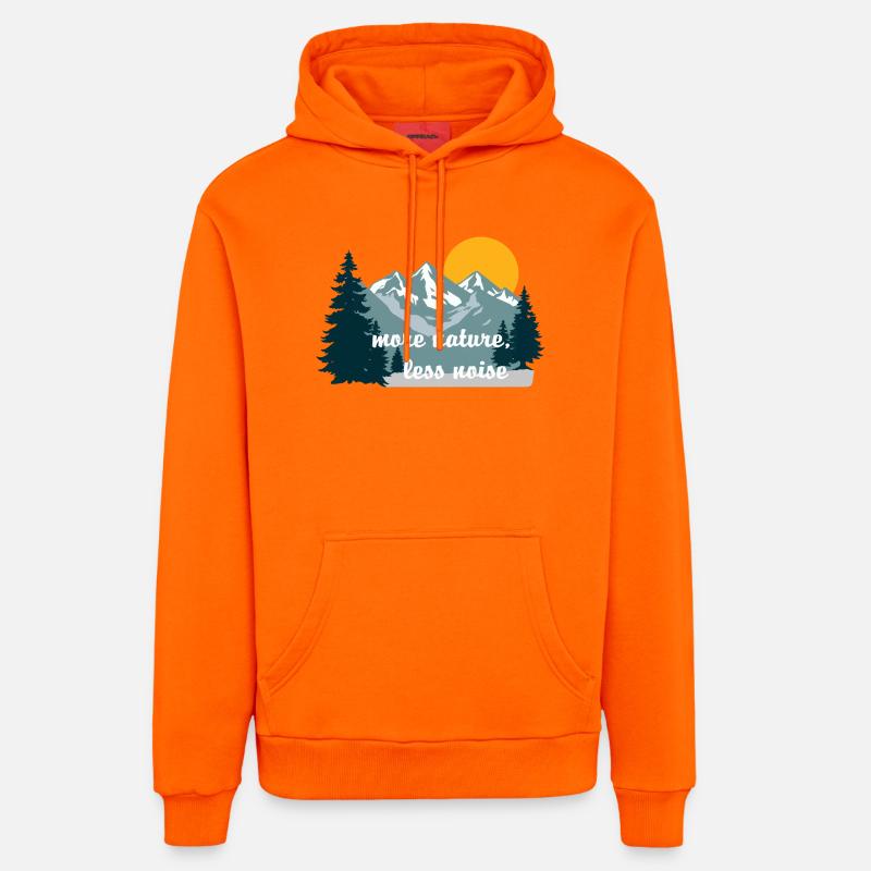 Plus de nature Moins de bruit - Sweat à capuche bio décontracté fabriqué en UE - SUNSET ORANGE