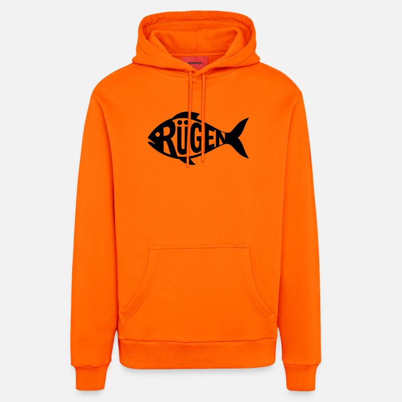 Silhouette du poisson de Rügen - Sweat à capuche bio décontracté fabriqué en UE - SUNSET ORANGE
