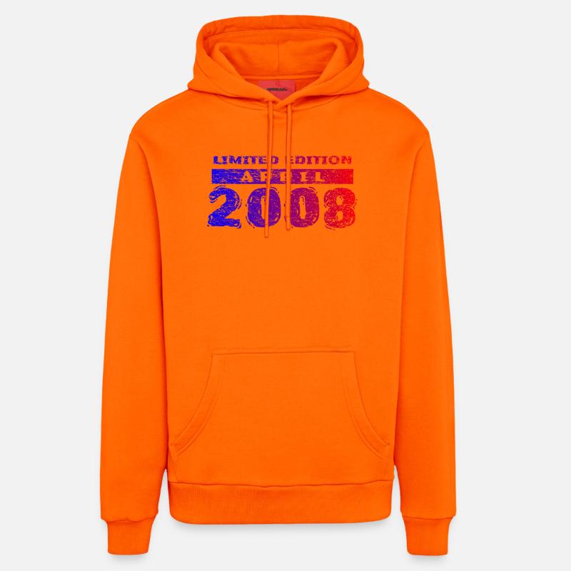 18e anniversaire Édition Limitée 04/2008 - Sweat à capuche bio décontracté fabriqué en UE - SUNSET ORANGE