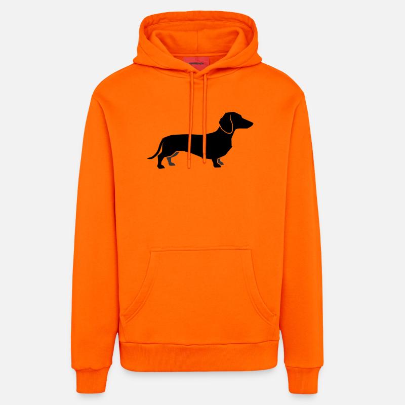 Silhouette du teckel - Sweat à capuche bio décontracté fabriqué en UE - SUNSET ORANGE