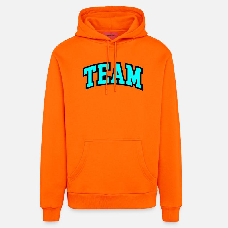 Lettrage d’équipe - Sweat à capuche bio décontracté fabriqué en UE - SUNSET ORANGE