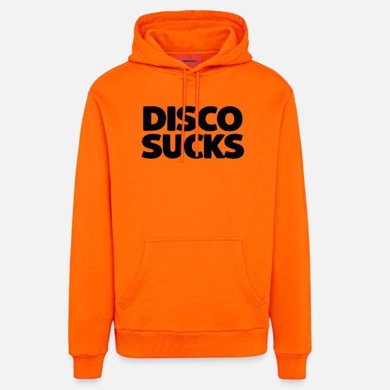 La disco, c’est nul - Sweat à capuche bio décontracté fabriqué en UE - SUNSET ORANGE