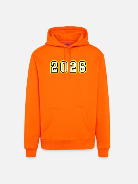 Année 2026 - Sweat à capuche bio décontracté fabriqué en UE - SUNSET ORANGE