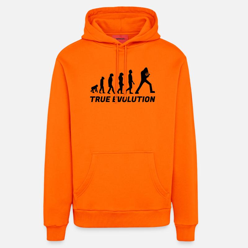 True evolution - vrai évolution metal - Sweat à capuche bio décontracté fabriqué en UE - SUNSET ORANGE