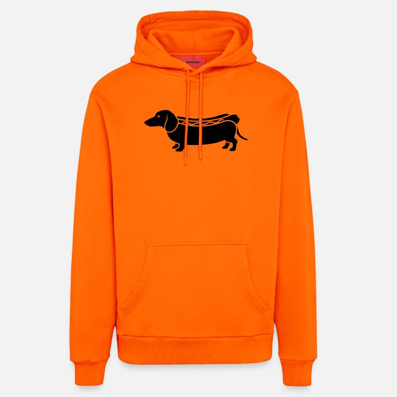 Silhouette saucisse de hot-dog teckel - Sweat à capuche bio décontracté fabriqué en UE - SUNSET ORANGE