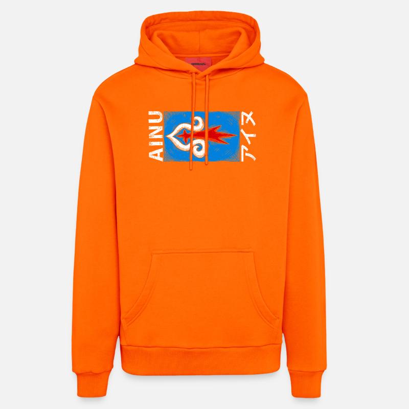 Drapeau aïnou - Sweat à capuche bio décontracté fabriqué en UE - SUNSET ORANGE