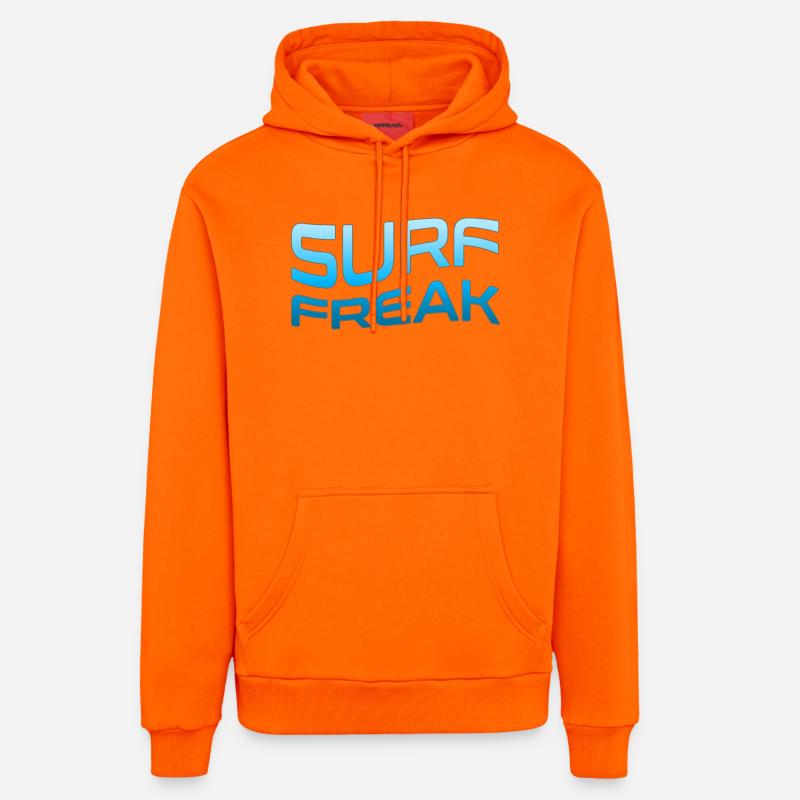 Style des vagues bleues Surf Freak - Sweat à capuche bio décontracté fabriqué en UE - SUNSET ORANGE