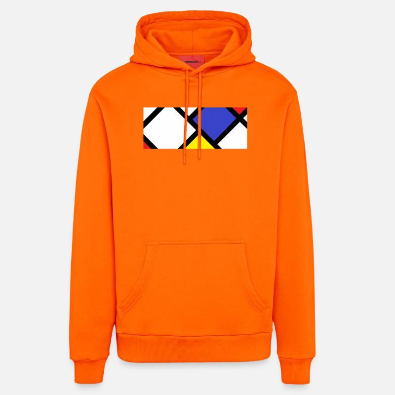 Contre-composition selon « De Stijl » - Sweat à capuche bio décontracté fabriqué en UE - SUNSET ORANGE