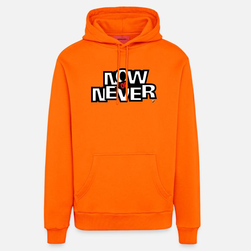 Aujourd’hui Ore Never Lettering - Sweat à capuche bio décontracté fabriqué en UE - SUNSET ORANGE