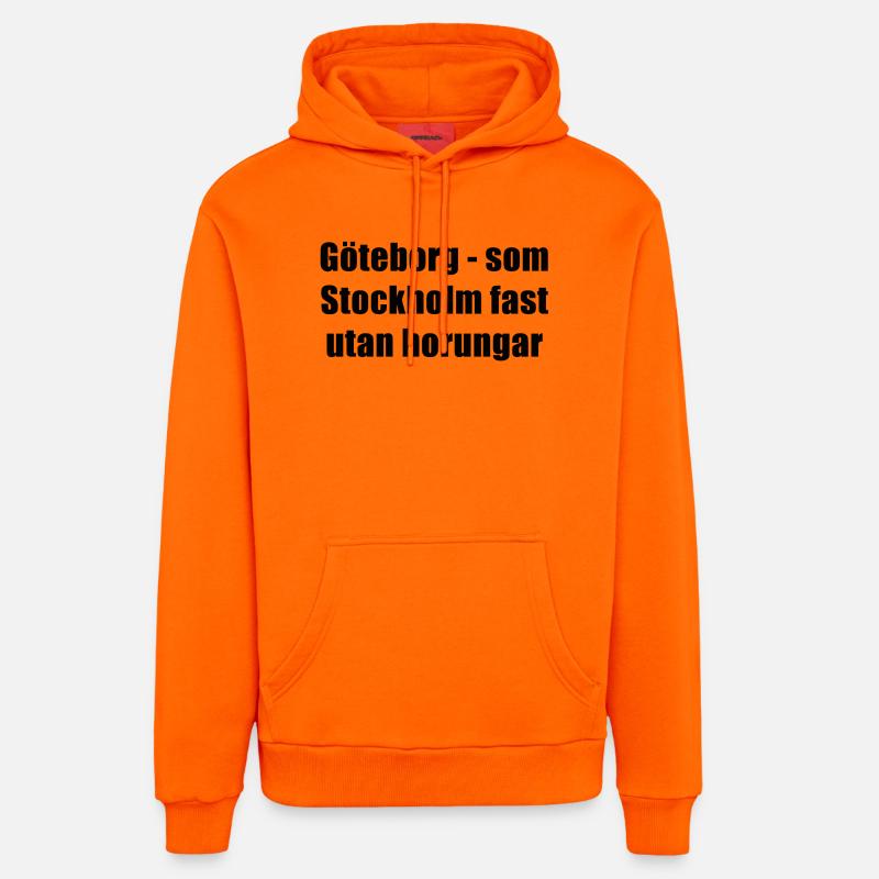 Göteborg - comme Stockholm mais sans - Sweat à capuche bio décontracté fabriqué en UE - SUNSET ORANGE
