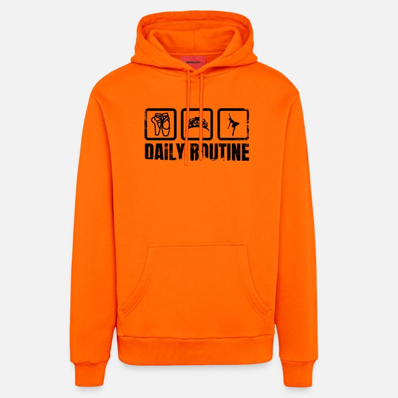 Routine quotidienne du danseur de ballet - Sweat à capuche bio décontracté fabriqué en UE - SUNSET ORANGE