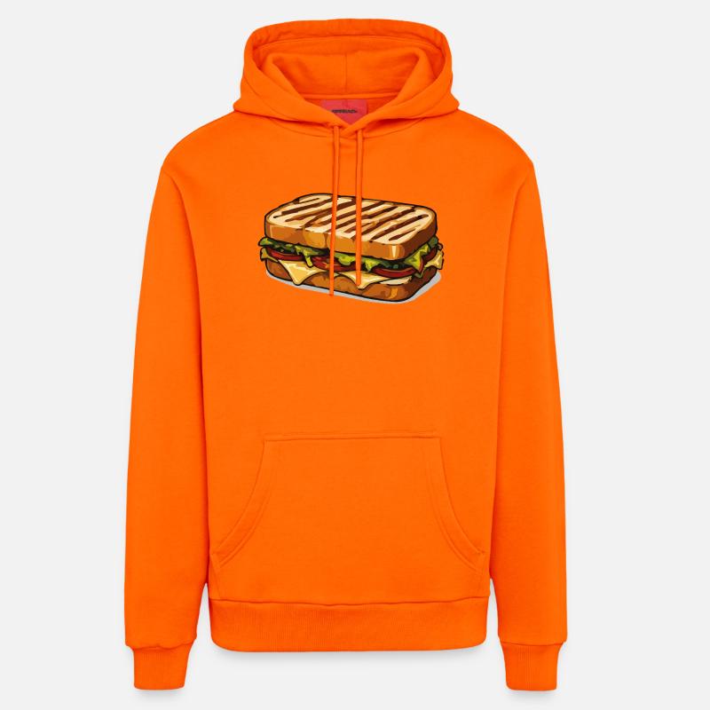 Illustration de bande dessinée CheeseSandwich - Sweat à capuche bio décontracté fabriqué en UE - SUNSET ORANGE