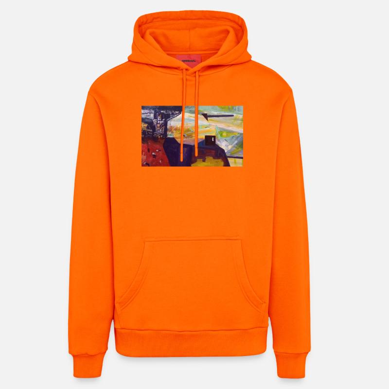 Paysage urbain abstrait - Sweat à capuche bio décontracté fabriqué en UE - SUNSET ORANGE