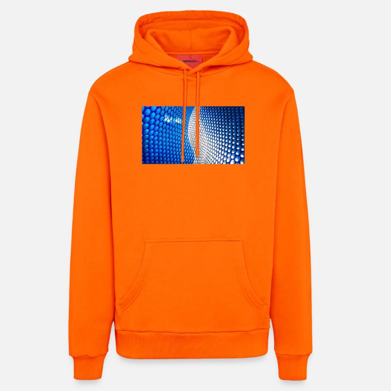 Cobalt Bubblewave Abstract - Organic Relaxed Hoodie Made in EU - SUNSET ORANGE