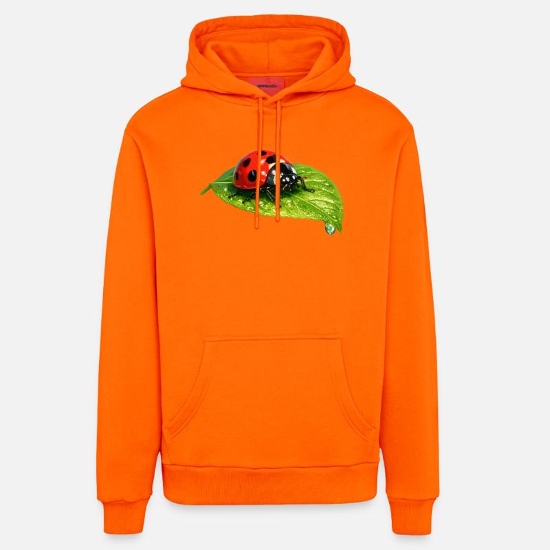 Ladybug on leaf - Organic Relaxed Hoodie Made in EU - SUNSET ORANGE