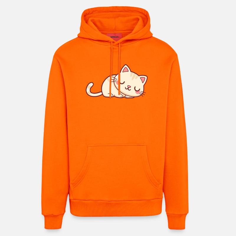 Soft Sleeper Kitten - Organic Relaxed Hoodie Made in EU - SUNSET ORANGE