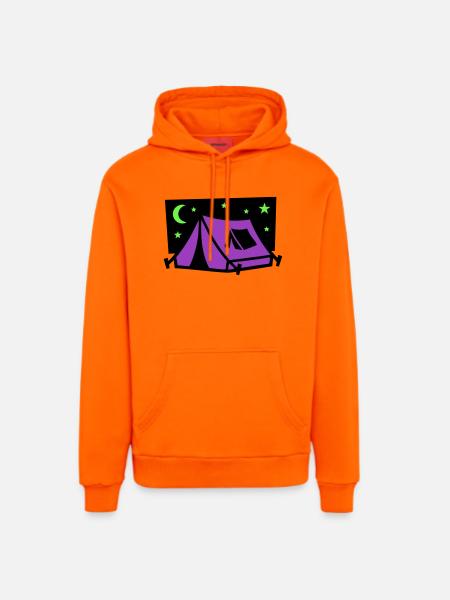 Festival Tent Night Logo - Organic Relaxed Hoodie Made in EU - SUNSET ORANGE