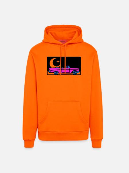 Retro 80s Convertible Graphic - Organic Relaxed Hoodie Made in EU - SUNSET ORANGE