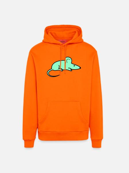 Mint Mouse Silhouette - Organic Relaxed Hoodie Made in EU - SUNSET ORANGE