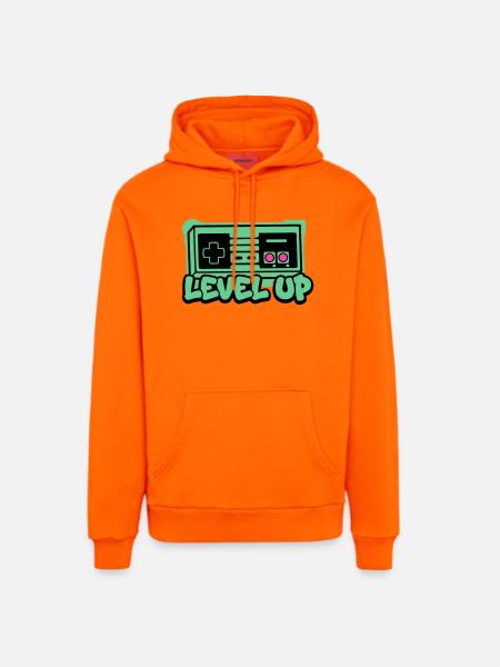 Level Up Controller Icon - Organic Relaxed Hoodie Made in EU - SUNSET ORANGE