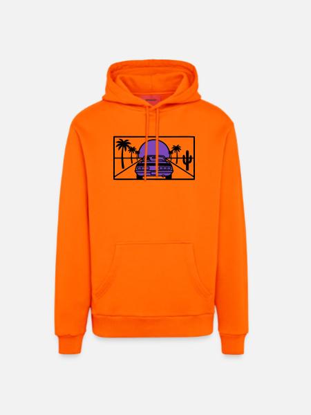 Night Driving Highway Graphic - Organic Relaxed Hoodie Made in EU - SUNSET ORANGE