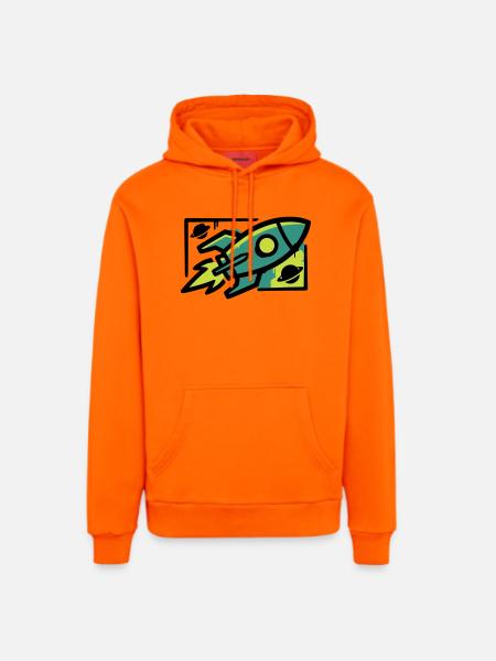 Rocket Graffiti Graphic - Organic Relaxed Hoodie Made in EU - SUNSET ORANGE
