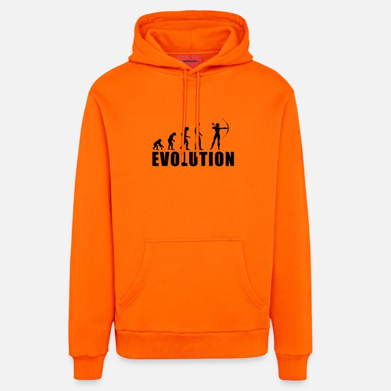 EVOLUTION BOGENSCHIESSEN Geschenk - Sweat à capuche bio décontracté fabriqué en UE - SUNSET ORANGE