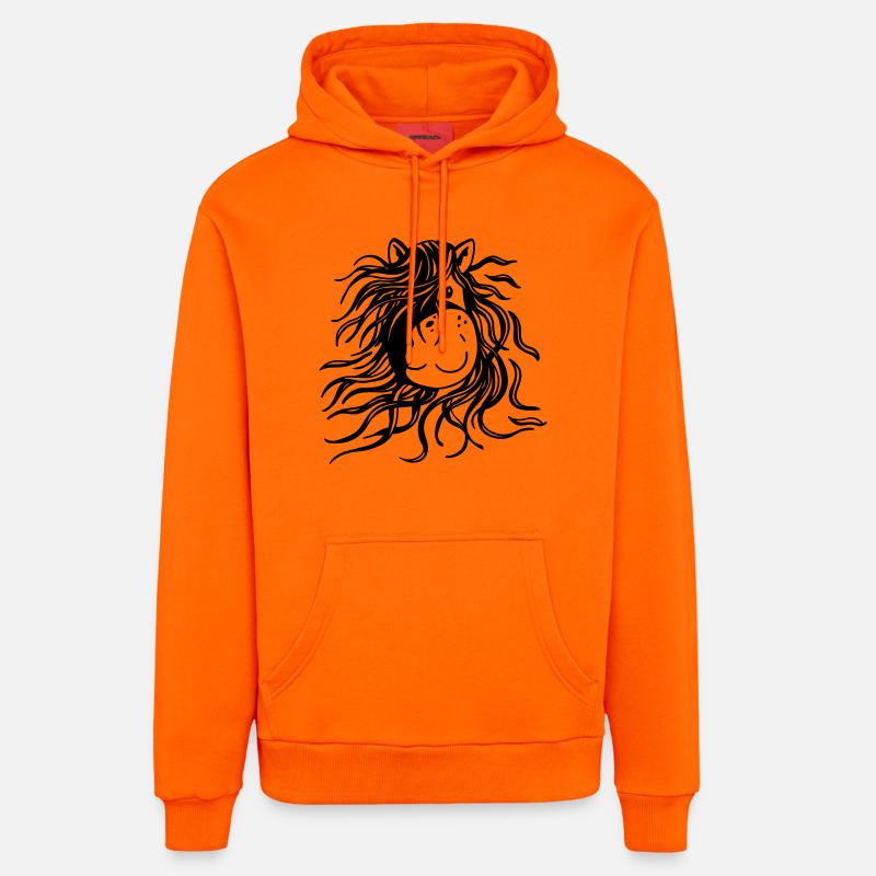 Pferd mit dicker Mähne - Pferde - Comic - Organic Relaxed Hoodie Made in EU - SUNSET ORANGE