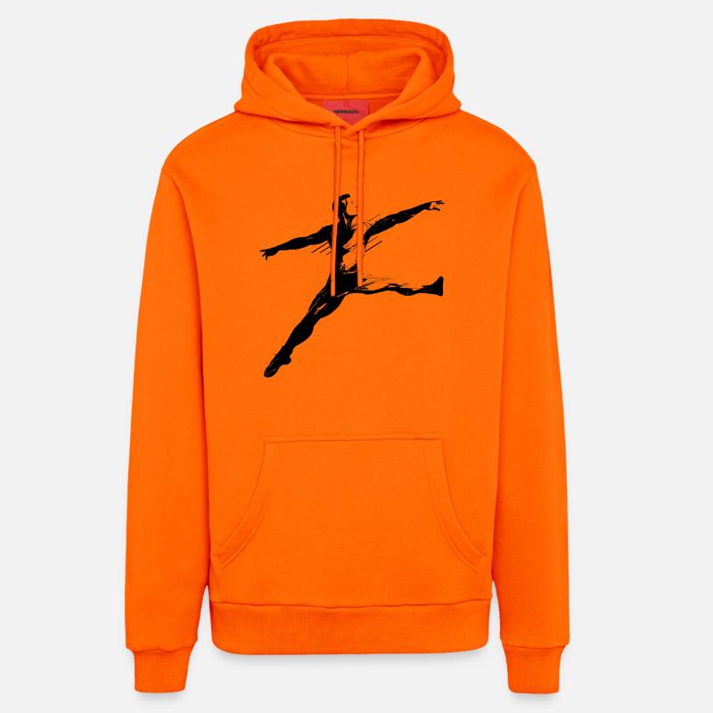 Dessin de garçon de ballet - Sweat à capuche bio décontracté fabriqué en UE - SUNSET ORANGE
