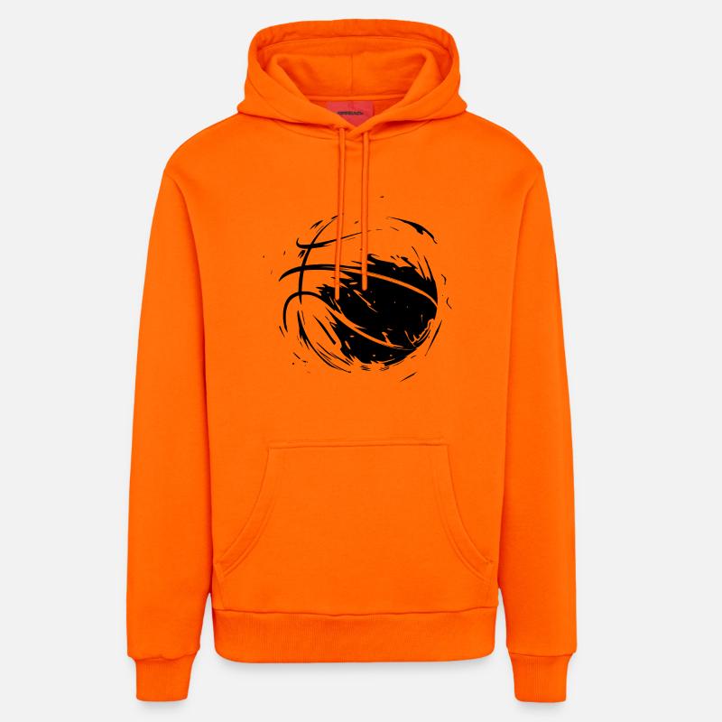 Conception de basket-ball - Sweat à capuche bio décontracté fabriqué en UE - SUNSET ORANGE