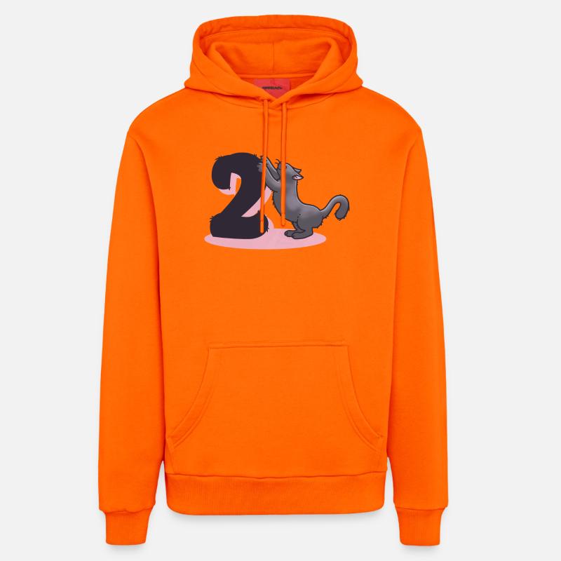 Chat numéro 2 - Sweat à capuche bio décontracté fabriqué en UE - SUNSET ORANGE