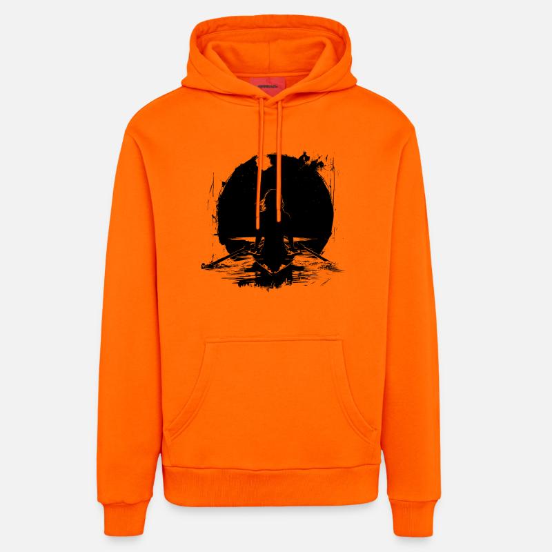 Rameuse Dessin - Sweat à capuche bio décontracté fabriqué en UE - SUNSET ORANGE