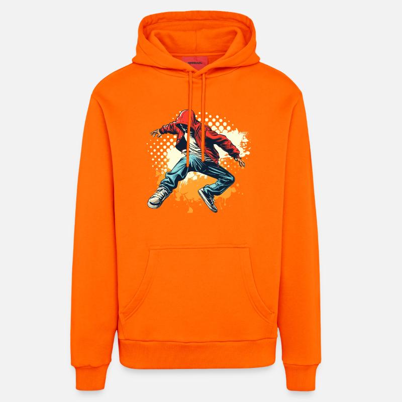 Graphique Breakdancer - Sweat à capuche bio décontracté fabriqué en UE - SUNSET ORANGE
