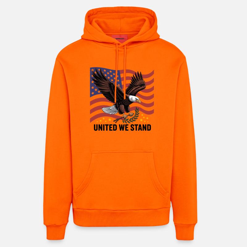 Aigle et drapeau - Sweat à capuche bio décontracté fabriqué en UE - SUNSET ORANGE