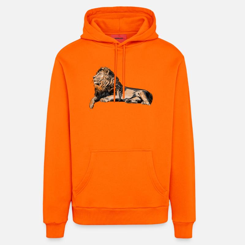 Lion majestueux couché - Sweat à capuche bio décontracté fabriqué en UE - SUNSET ORANGE