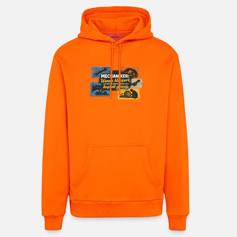 Illustration de proverbe du mécanicien - Sweat à capuche bio décontracté fabriqué en UE - SUNSET ORANGE