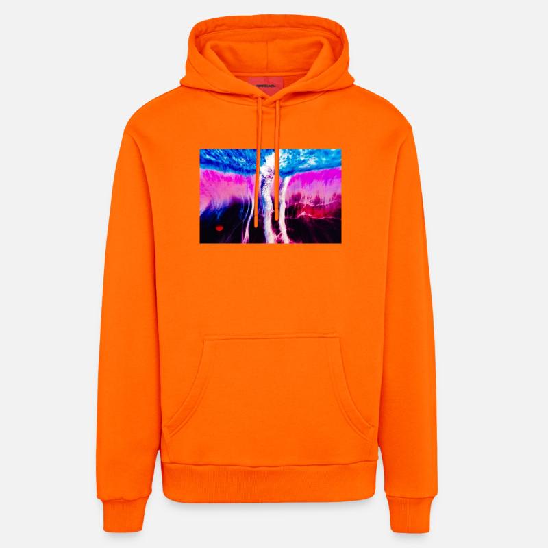 Neon Rift Psychédélique - Sweat à capuche bio décontracté fabriqué en UE - SUNSET ORANGE