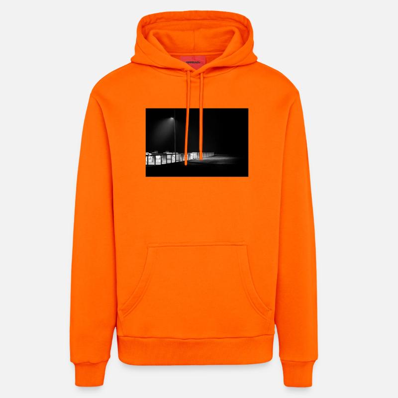 Digue sur la mer du Nord - Sweat à capuche bio décontracté fabriqué en UE - SUNSET ORANGE