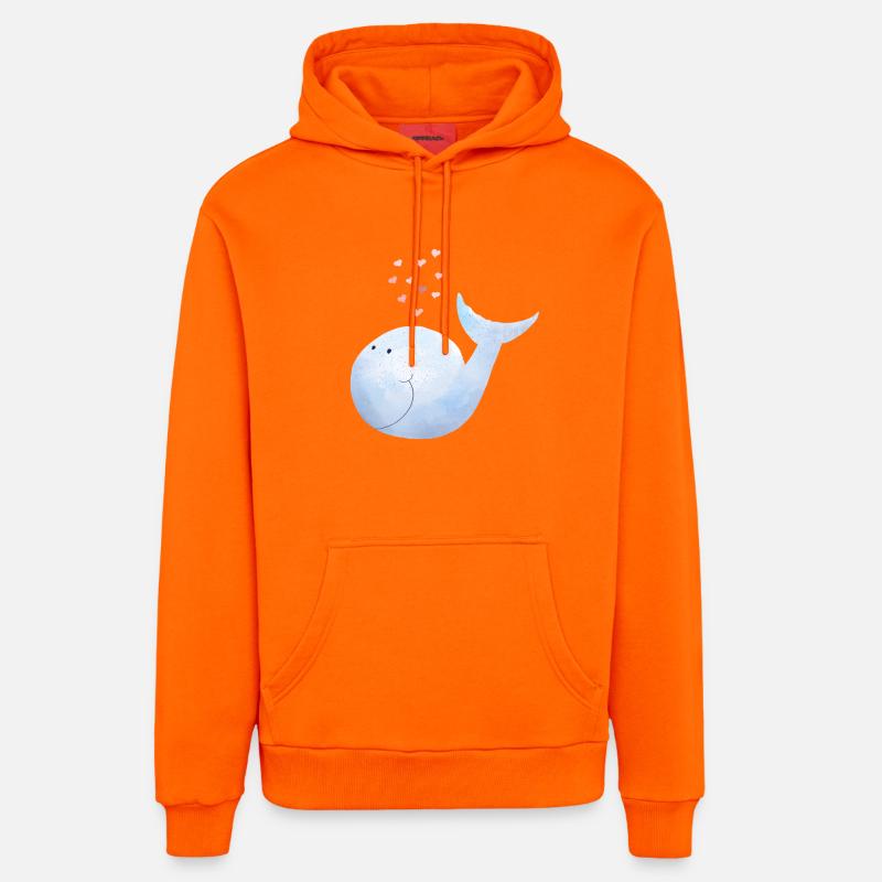Wal versprüht Herzen I Blauwal Comic - Organic Relaxed Hoodie Made in EU - SUNSET ORANGE