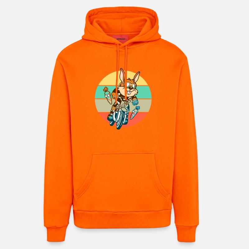 Cadeau de motocross lapin lapin - Sweat à capuche bio décontracté fabriqué en UE - SUNSET ORANGE