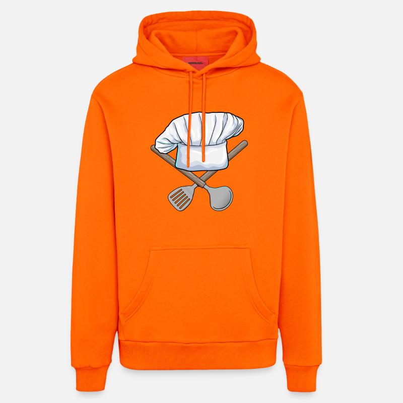 Cuisine du chapeau de chef - Sweat à capuche bio décontracté fabriqué en UE - SUNSET ORANGE