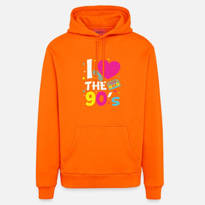 1990's 90S Heart The Nineties - Sweat à capuche bio décontracté fabriqué en UE - SUNSET ORANGE