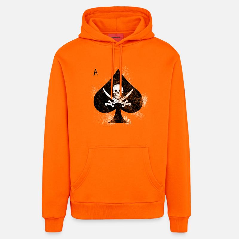 Spade Skull Pirates Design - Sweat à capuche bio décontracté fabriqué en UE - SUNSET ORANGE