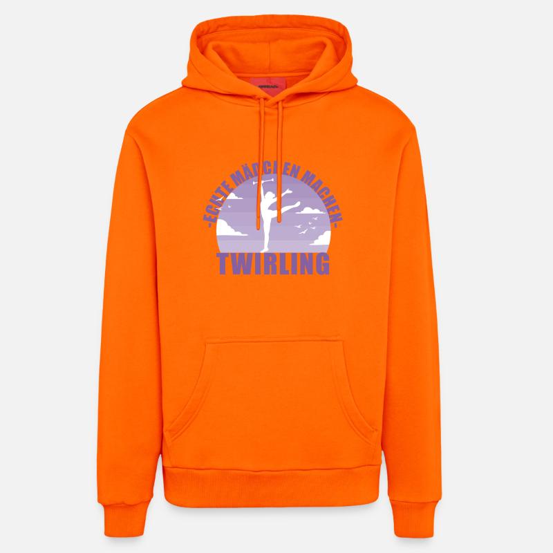 Echte Mädchen machen Twirling - Organic Relaxed Hoodie Made in EU - SUNSET ORANGE