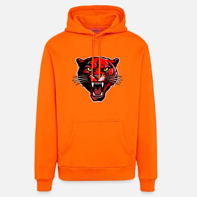 Tête de panthère rouge - Sweat à capuche bio décontracté fabriqué en UE - SUNSET ORANGE